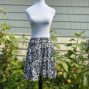 Boden Floral Patterned Black and Blue Skirt
